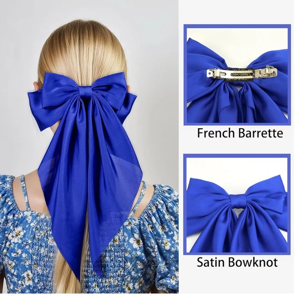 NEW Royal Blue Satin Hair Bow Adult/Youth Size